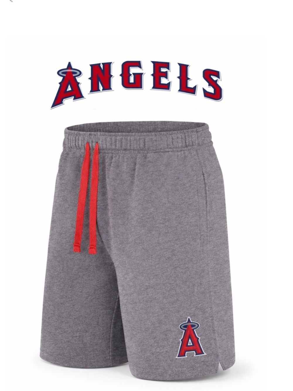 Men's Official Licensed MLB Anaheim Angels Gray Iconic Logo‎ Shorts Medium